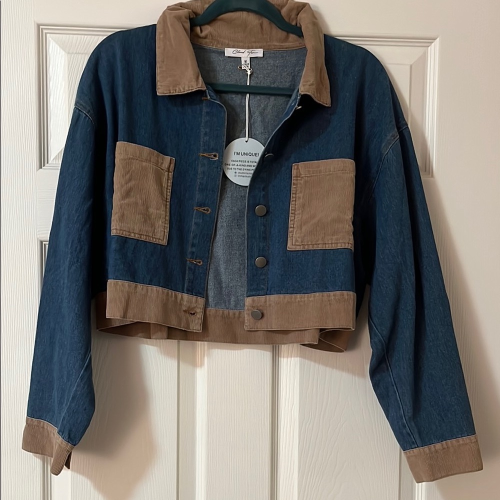 Blue and Brown Jean Jacket with Western Style